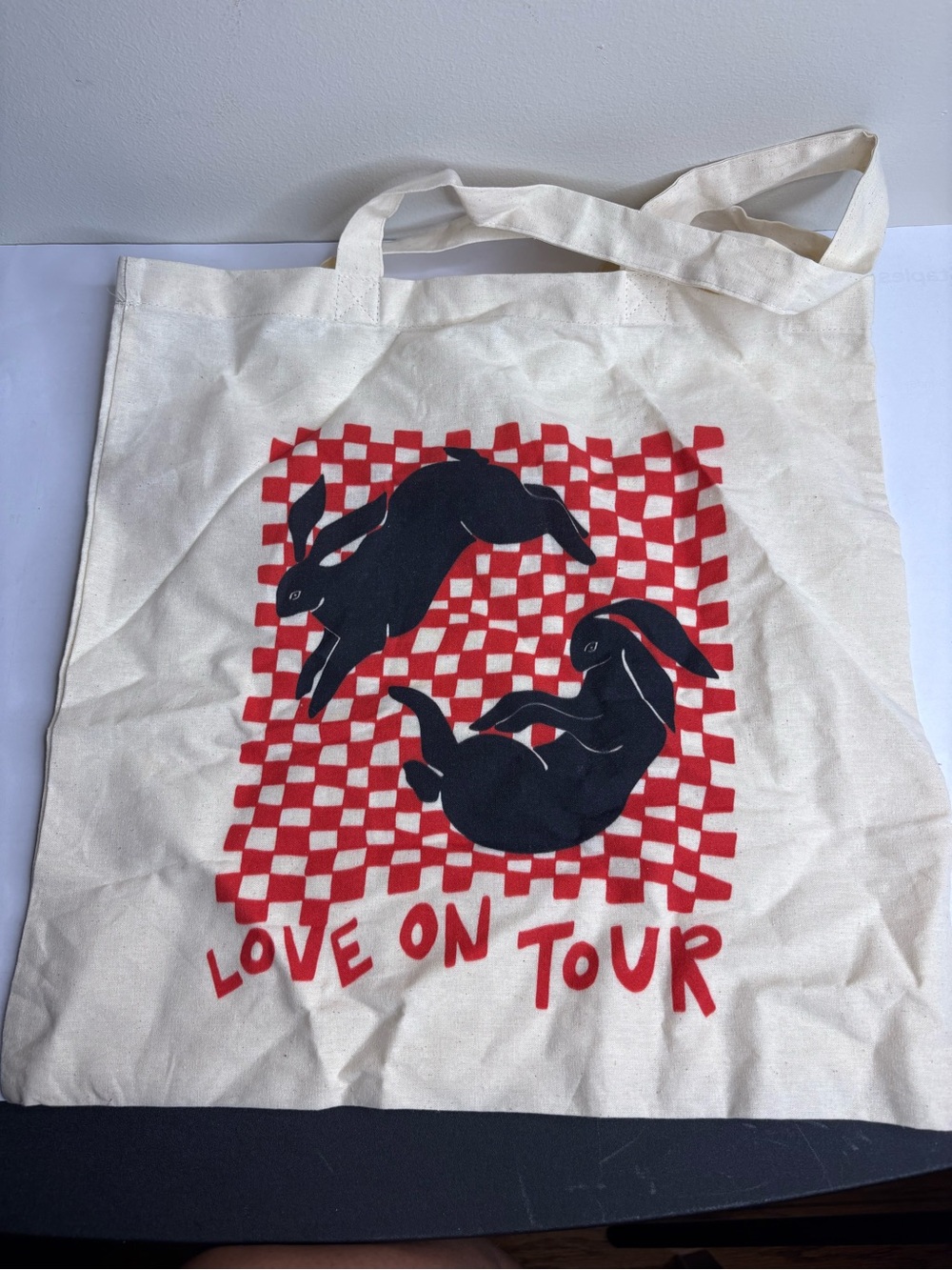 Love On Tour Canvas Tote in Red and Black
